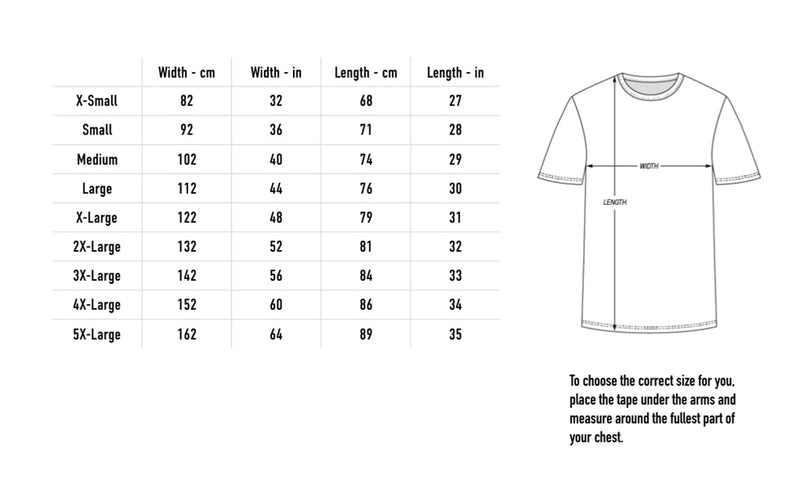 Size chart for Logo Tee - Black